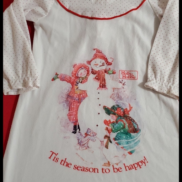 VINTAGE HOLLY HOBBIE long sleeve lace neck nightgown Lrg - Picture 10 of 11